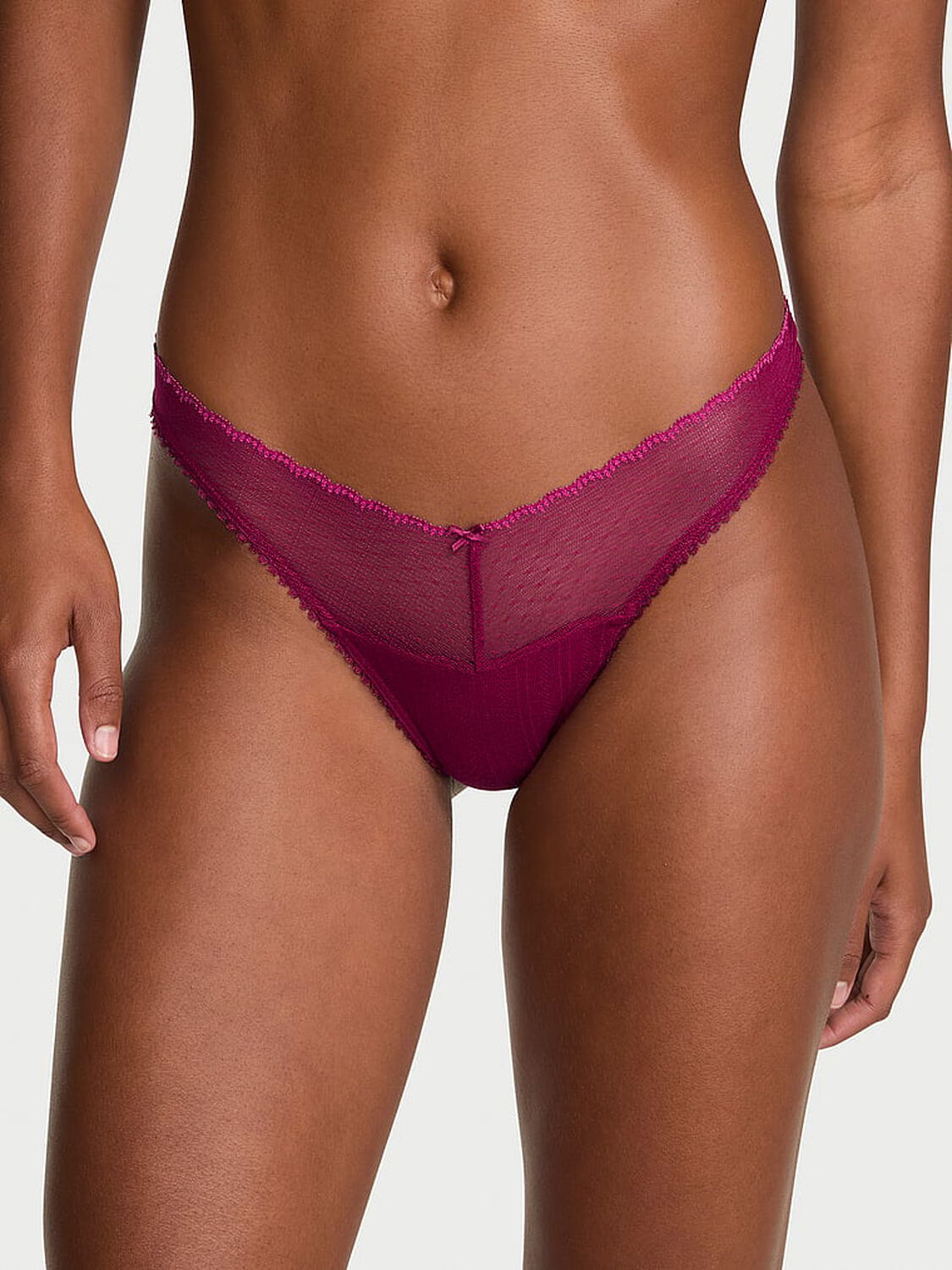 vs Victoria's Secret Stretch Pointelle High-Leg Scoop Thong Panty Fresh Jam 2 of 2 