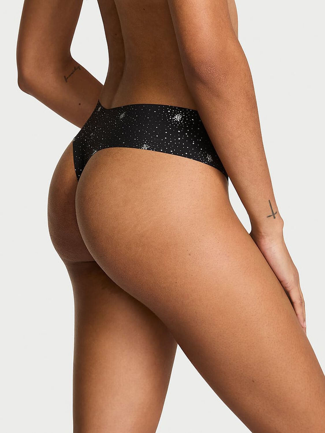 vs No-Show No-Show Thong Panty Black Shimmer Logos 2 of 2 