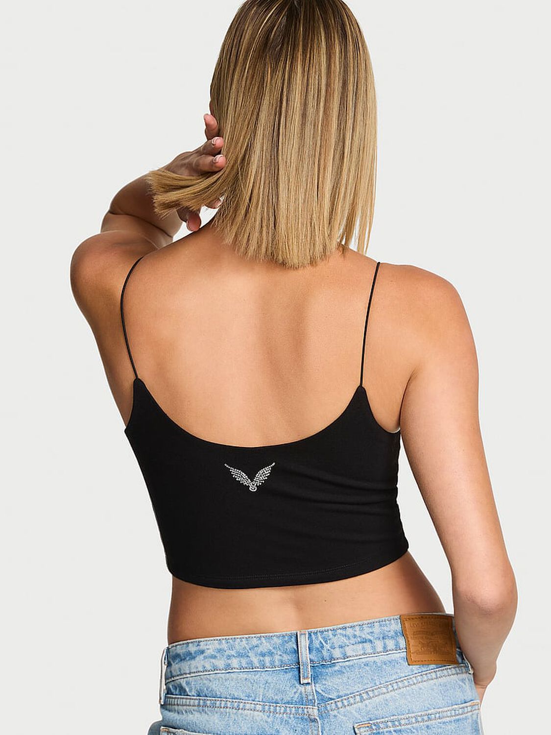 vs Angel Essentials Cotton Tank Top Pure Black 2 of 3 