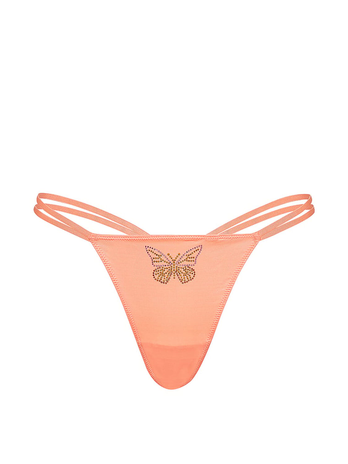vs Dream Angels Twinkle Butterfly Satin V-String Panty Tropical Peach 3 of 3 