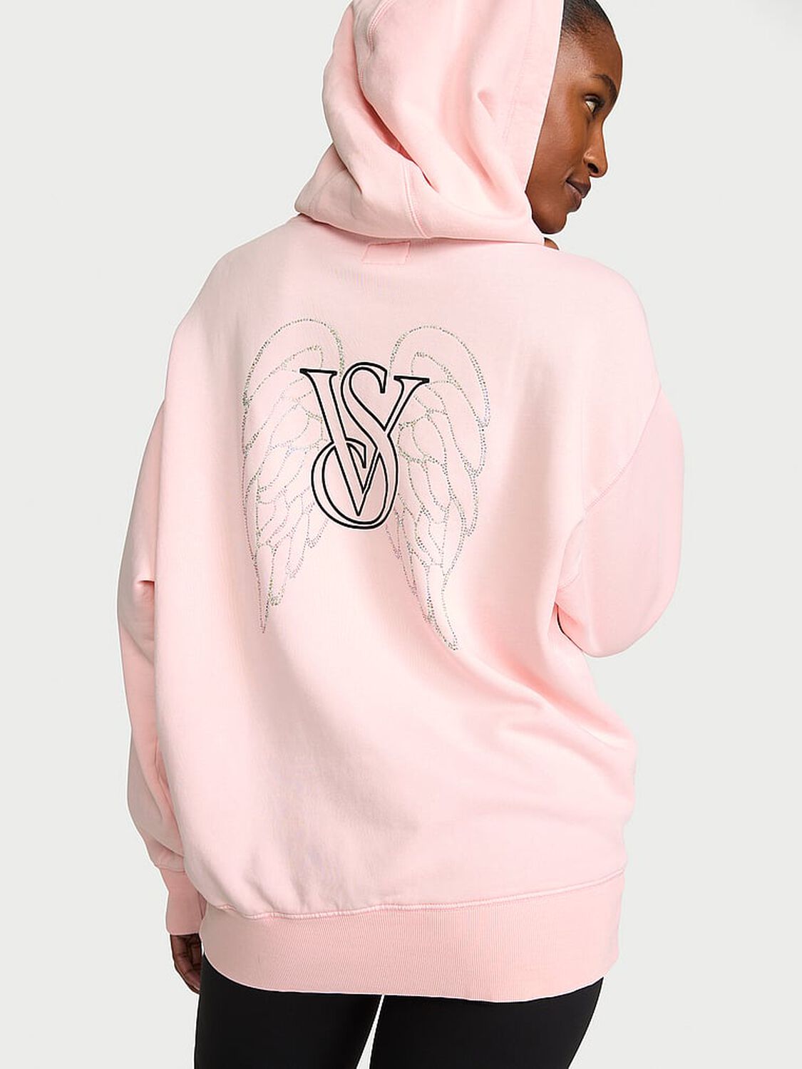 vs Angel Essentials Iconic Fleece Hoodie Angel Pink 2 of 3 