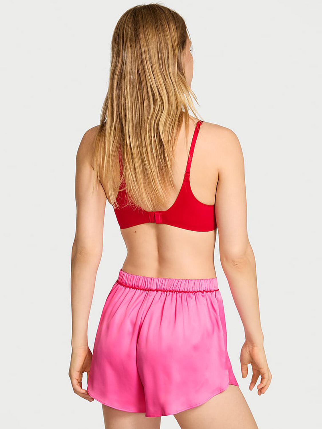 vs Victoria's Secret Glazed Satin Sleep Shorts Hollywood Pink 2 of 2 