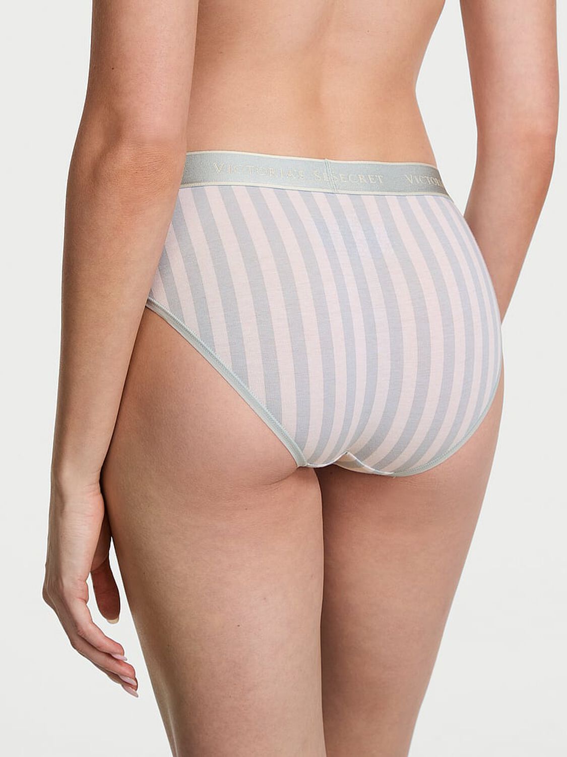 vs Cotton Logo Cotton Hiphugger Panty Grey Fog Stripe 2 of 3 