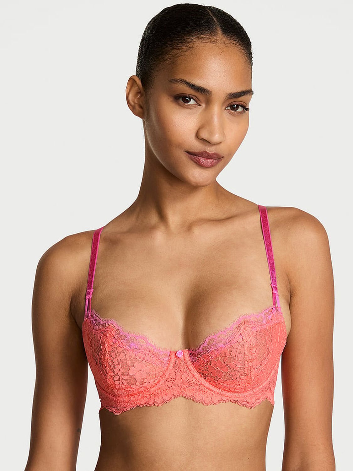vs Dream Angels Wicked Lace Unlined Balconette Bra Cactus Flower 1 of 4 