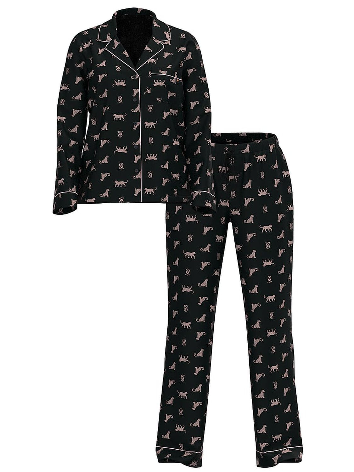 vs Victoria's Secret Modal Soft Long Pajama Set Turtle Dove Dotted Stripe 3 of 3 