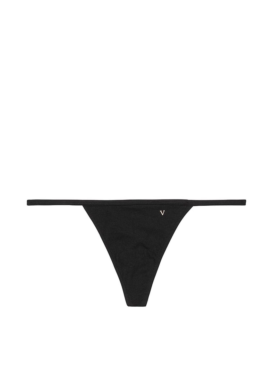 vs Victoria's Secret Stretch Cotton V-String Panty Black 3 of 4 