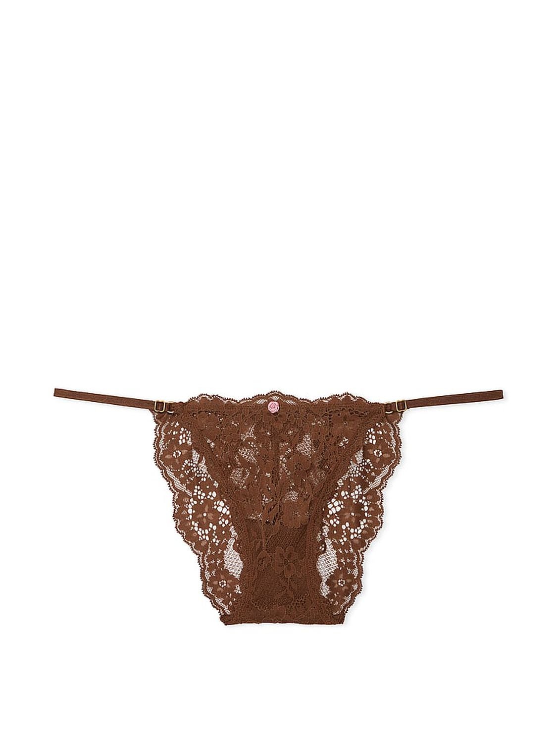 vs Dream Angels Lace Adjustable String Bikini Panty Mousse 3 of 4 