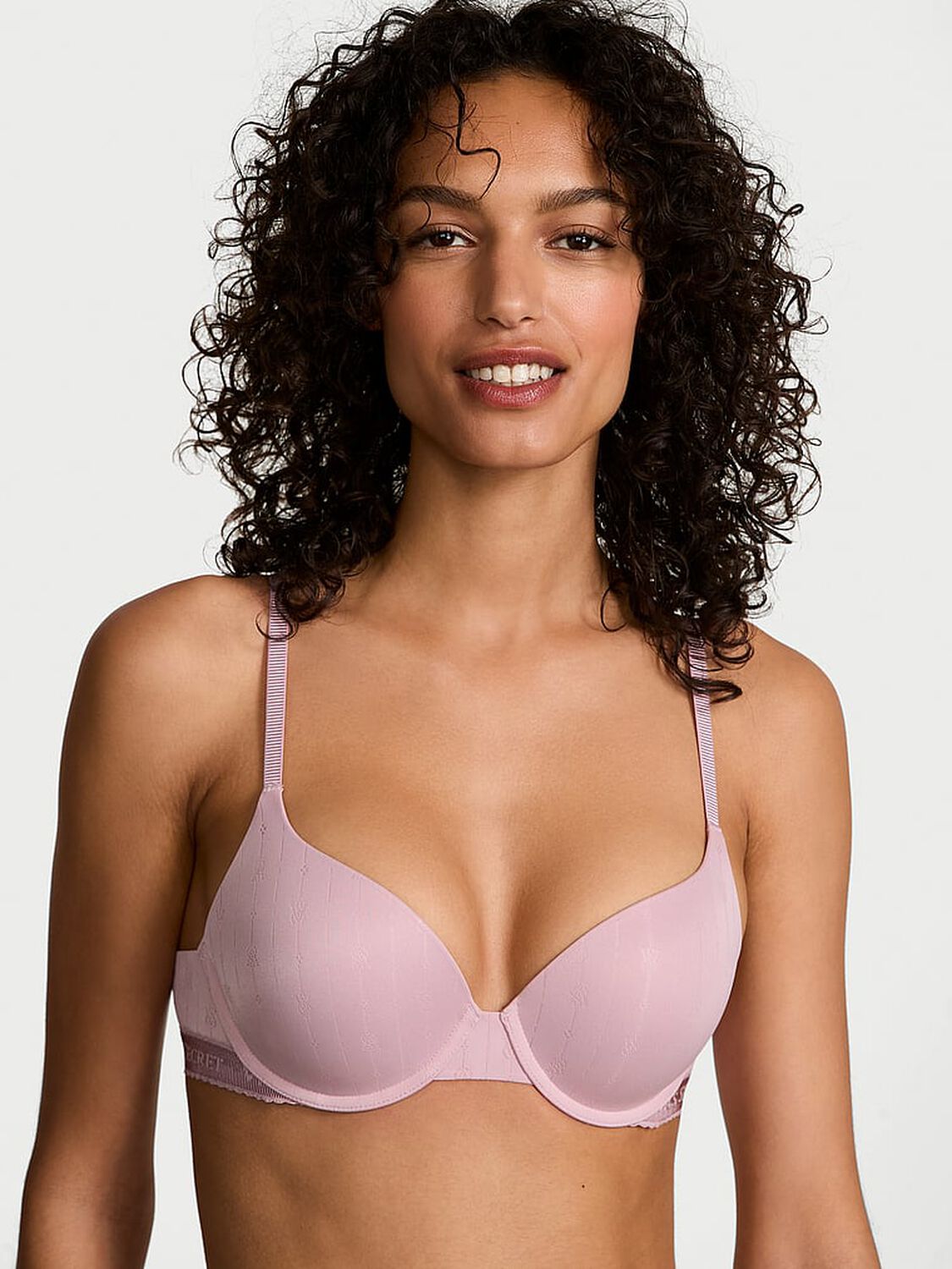 vs The T-Shirt Pointelle Logo Perfect Shape Push-Up Bra Violet Pearl 1 of 3 