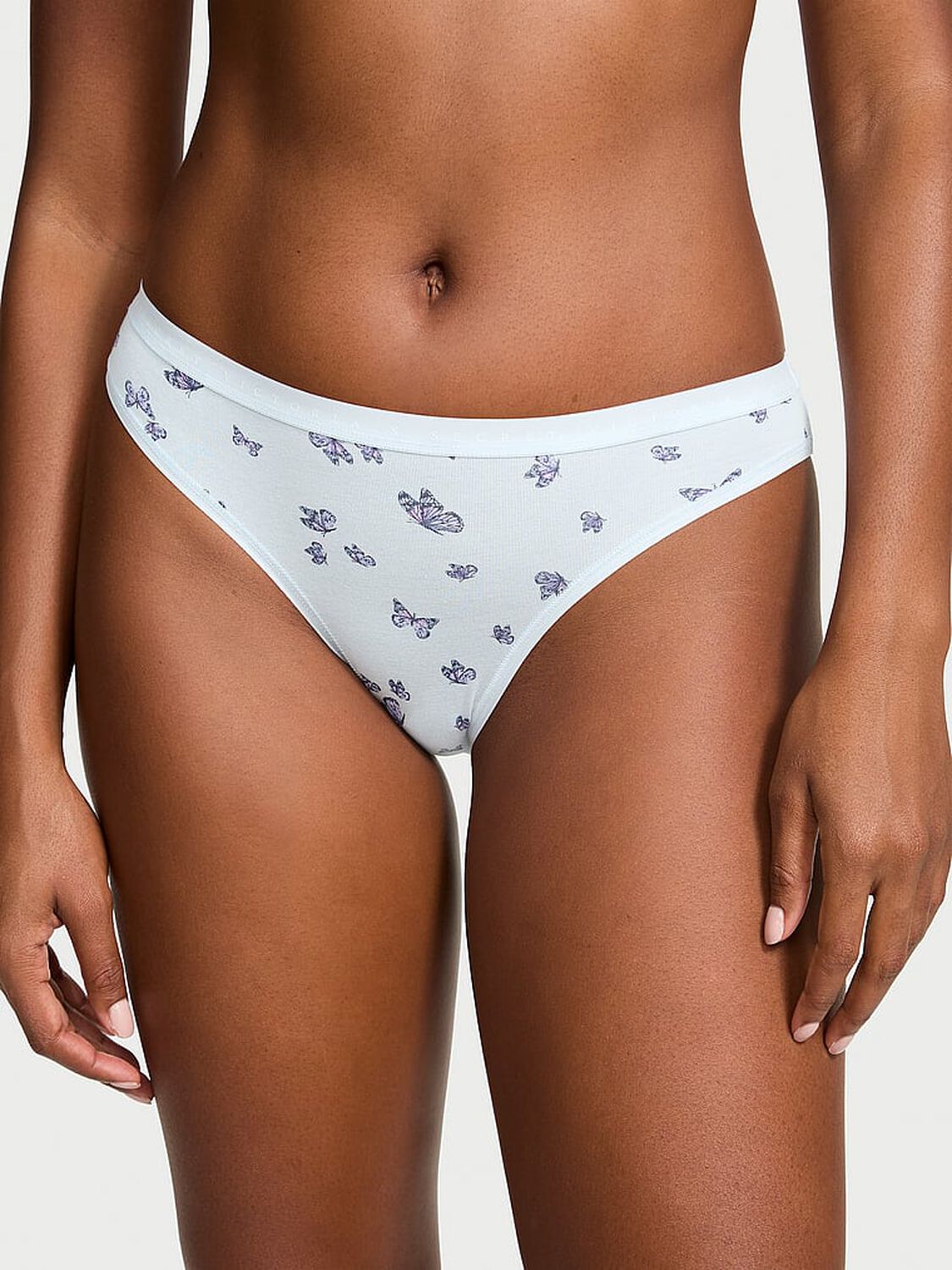 vs Victoria's Secret Stretch Cotton Bikini Panty Palest Blue Butterflies 1 of 3 