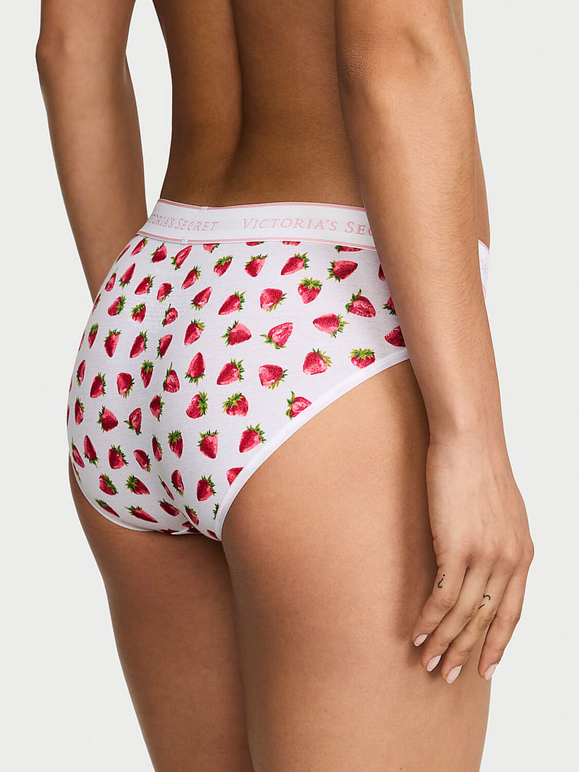 vs Cotton Logo Cotton Hiphugger Panty White Strawberries 2 of 3 