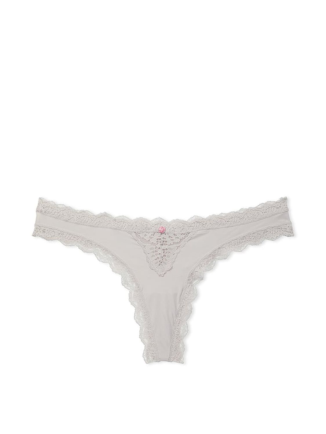 vs Dream Angels Lace-Trim Thong Panty Silver Pearl 3 of 4 