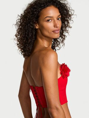 Red Roses Strapless Corset Top
