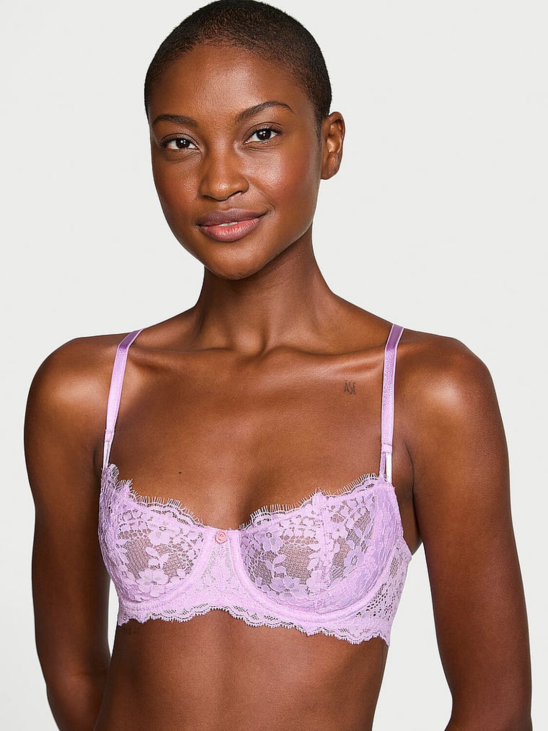 vs Dream Angels Wicked Unlined Lace Balconette Bra Silky Lilac 1 of 4 