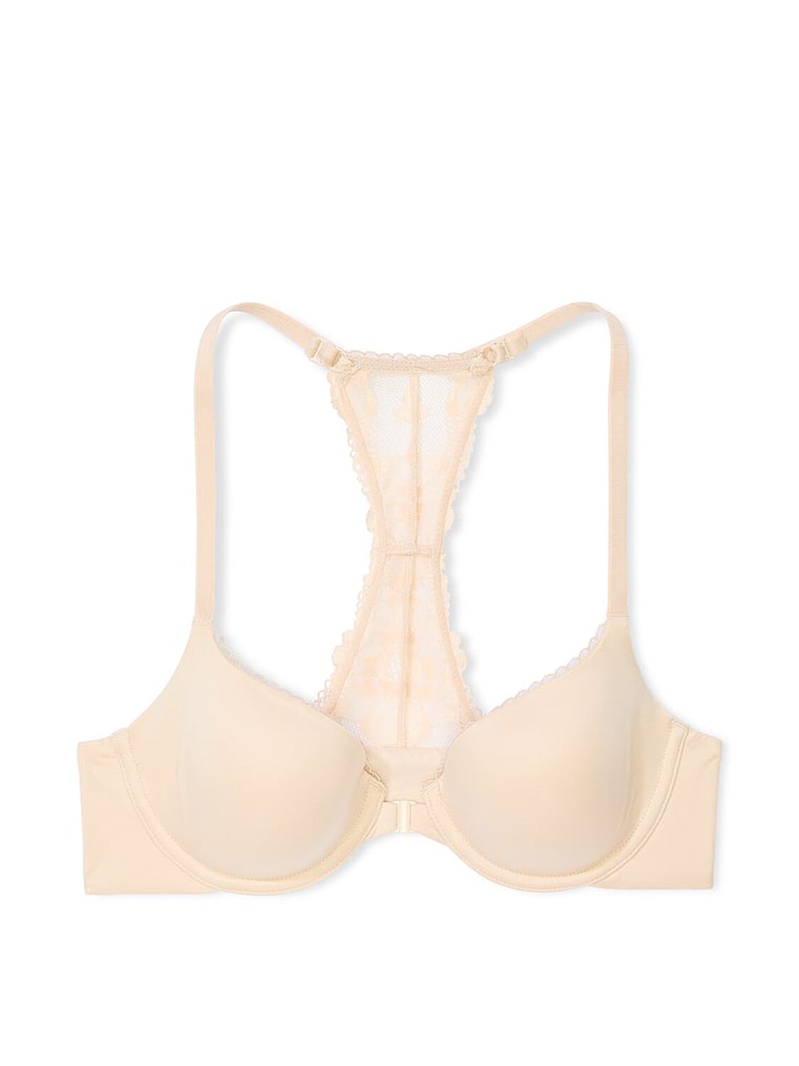 vs Body By Victoria Lightly Lined Lace Racerback Demi Bra Marzipan 1 of 3 