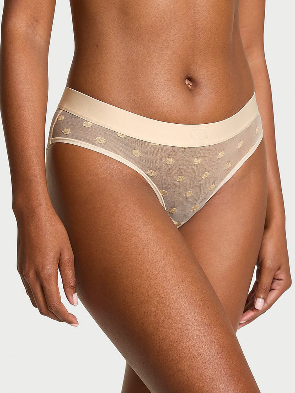vs Cotton Sheer Heritage Shimmer Hiphugger Panty Candelight 1 of 3 