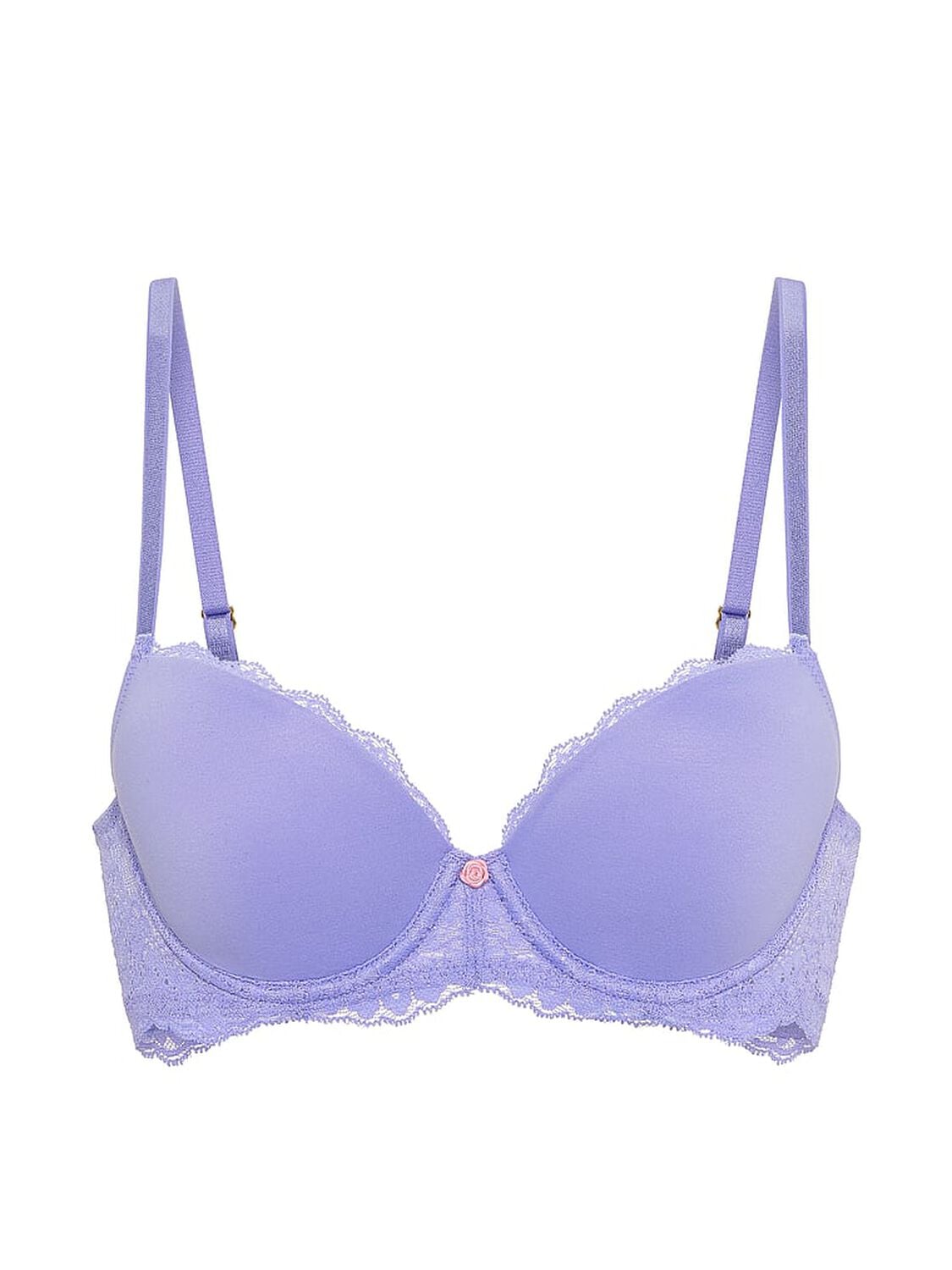 vs Dream Angels Smooth & Lace Lightly Lined Demi Bra Periwinkle 3 of 3 