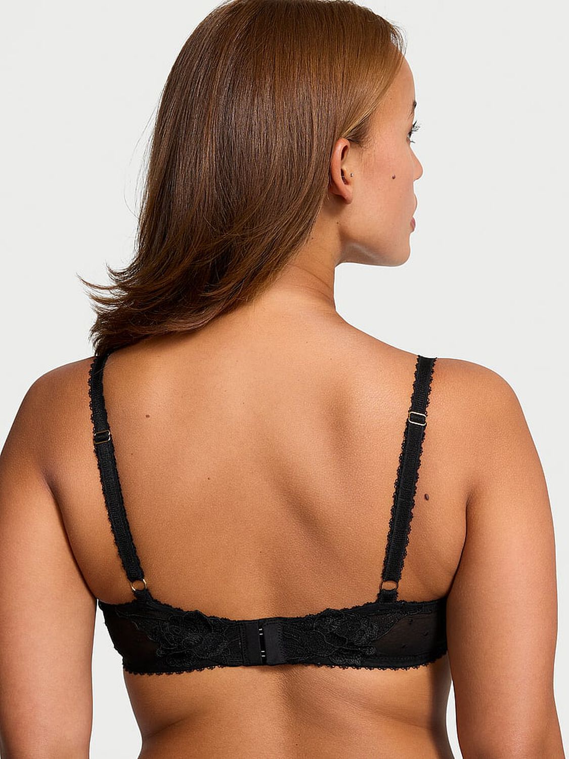 vs Very Sexy Sheer Rose Unlined Low-Cut Demi Bra Black 2 of 4 