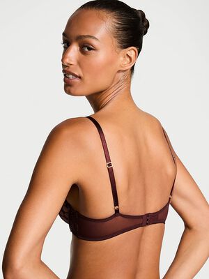 VS Logo Embroidery Unlined Low-Cut Demi Bra