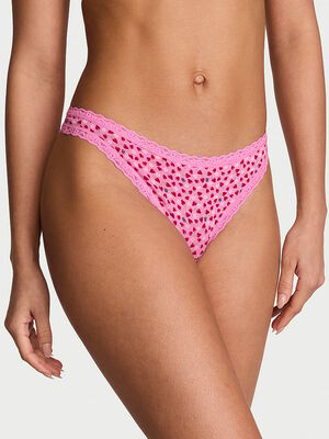 Cotton Lace-Waist Thong