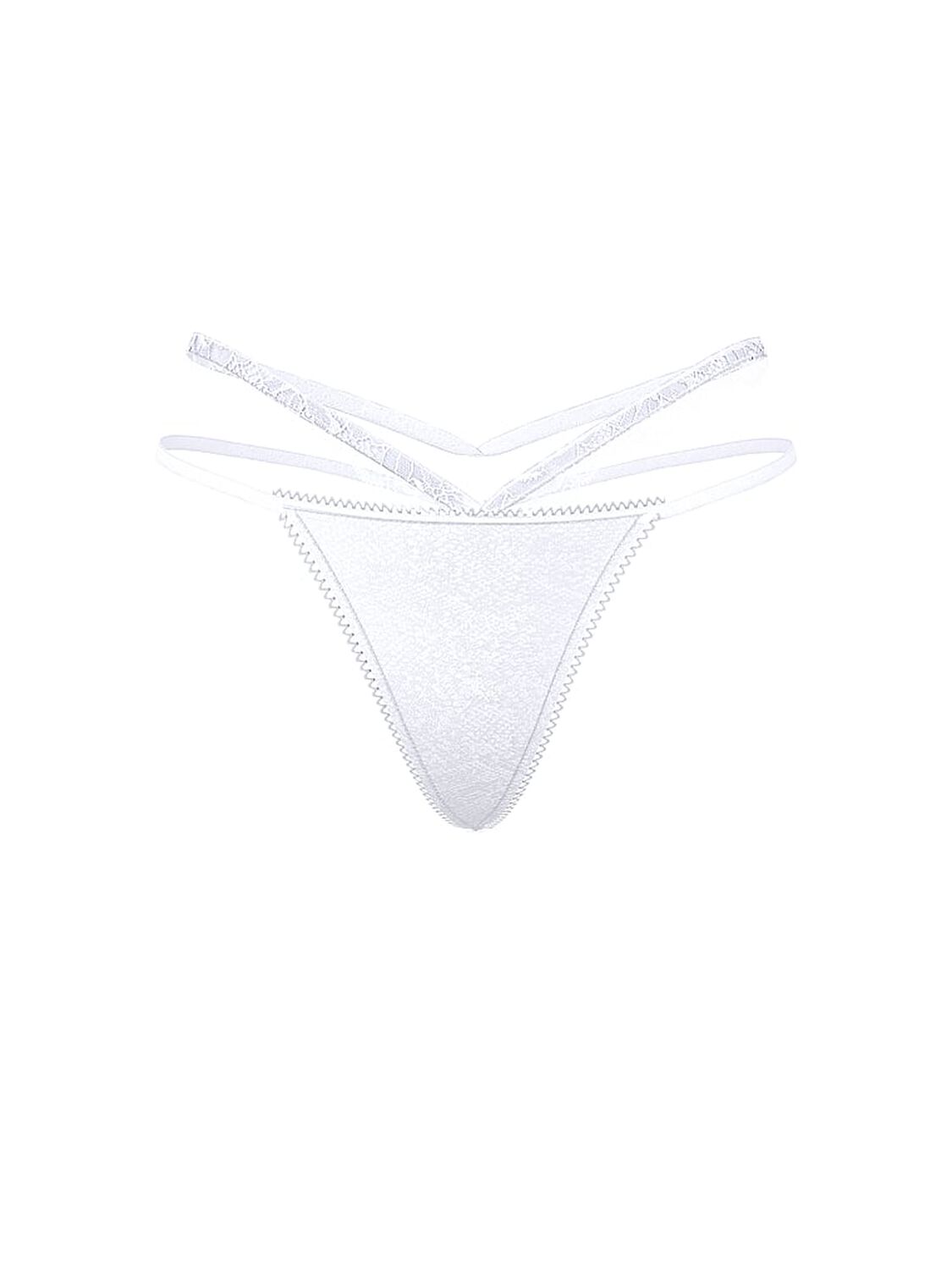 vs Very Sexy Rose Lace-Trim Strappy Cut-Out V-String Panty White 3 of 3 