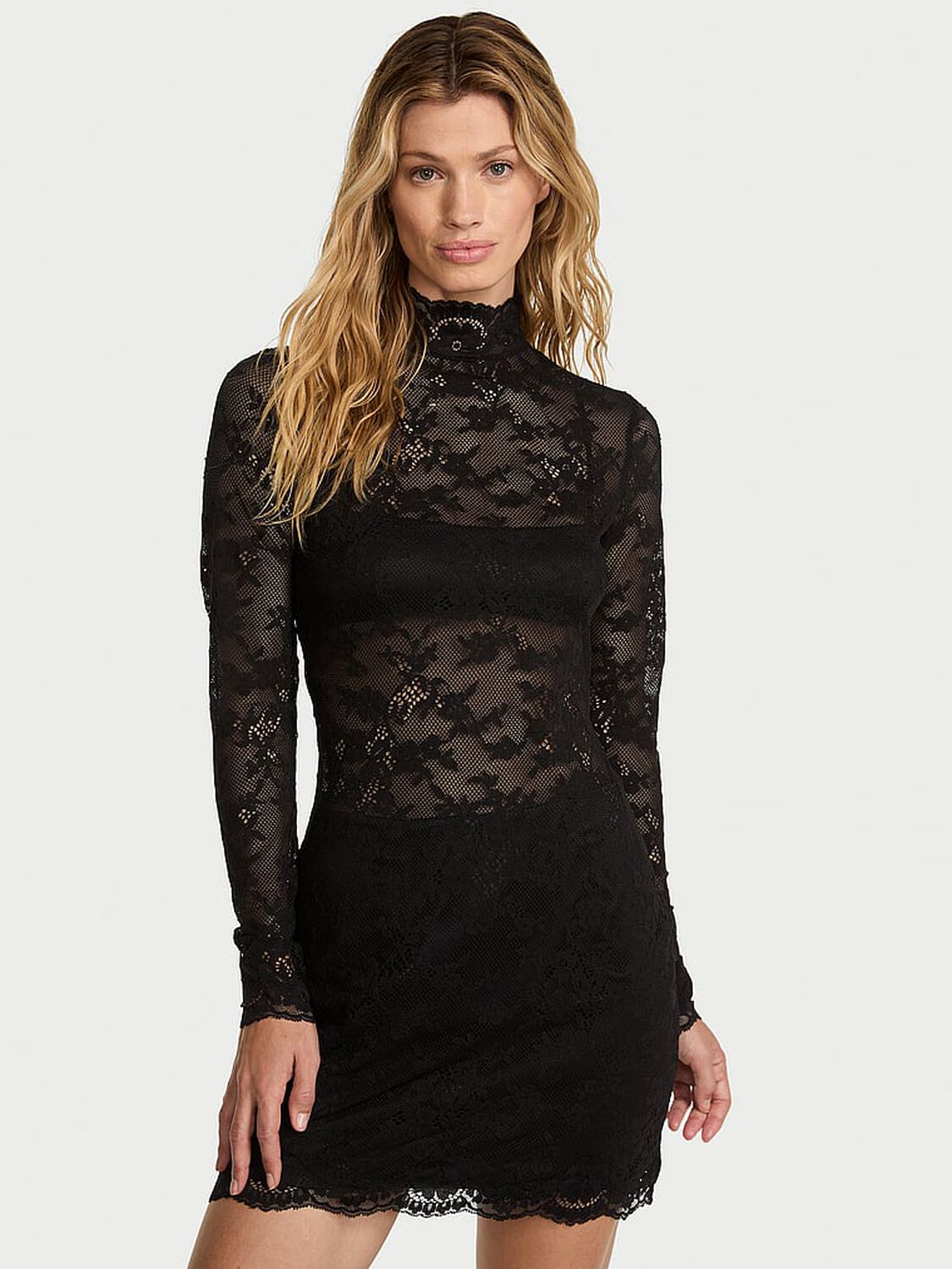 vs Dream Angels Dare to Dream Lace Mini Dress Set Black 1 of 3 