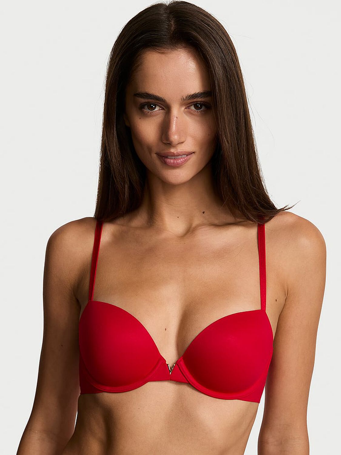 vs Love Cloud Smooth Lightly Lined Plunge Demi Bra Lipstick 1 of 3 