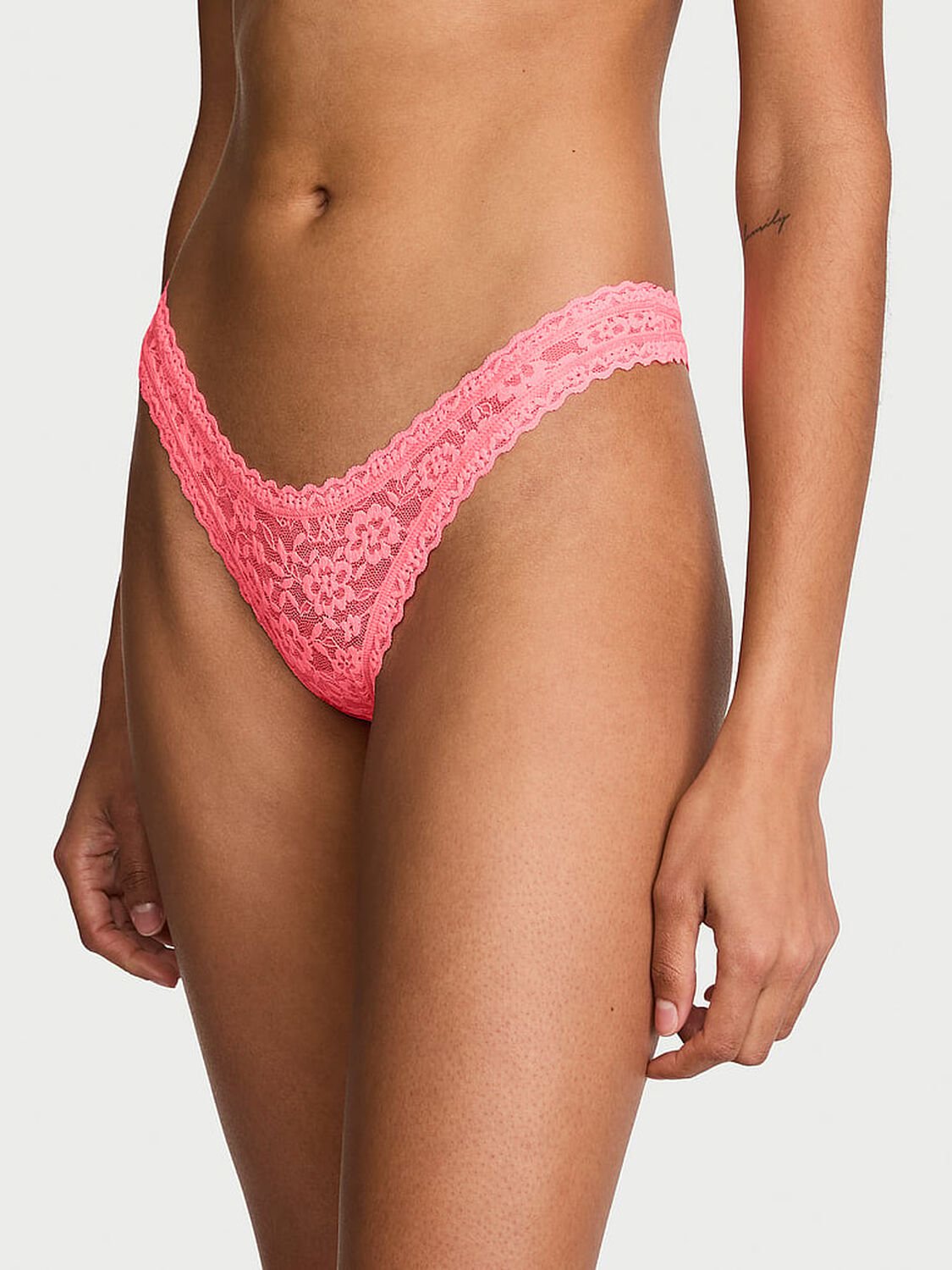 vs The Lacie Lace Ultra-Mini Scoop Thong Panty Pink Highlighter 1 of 3 