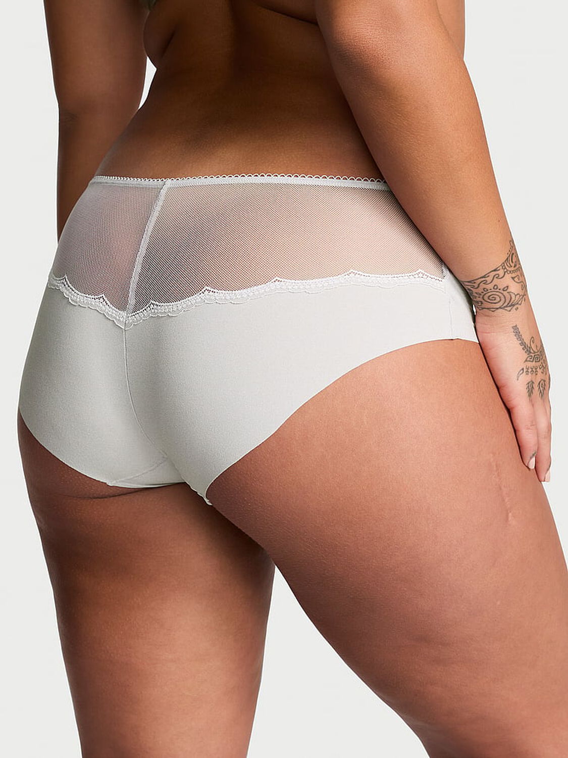 vs No-Show No-Show Lace-Trim Hiphugger Panty Silver Pearl 2 of 3 