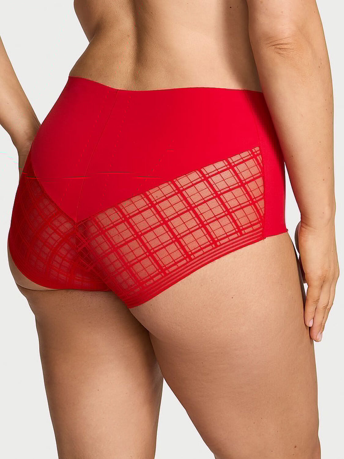 vs No-Show No-Show Plaid Mesh Modern Brief Panty Lipstick 2 of 2 