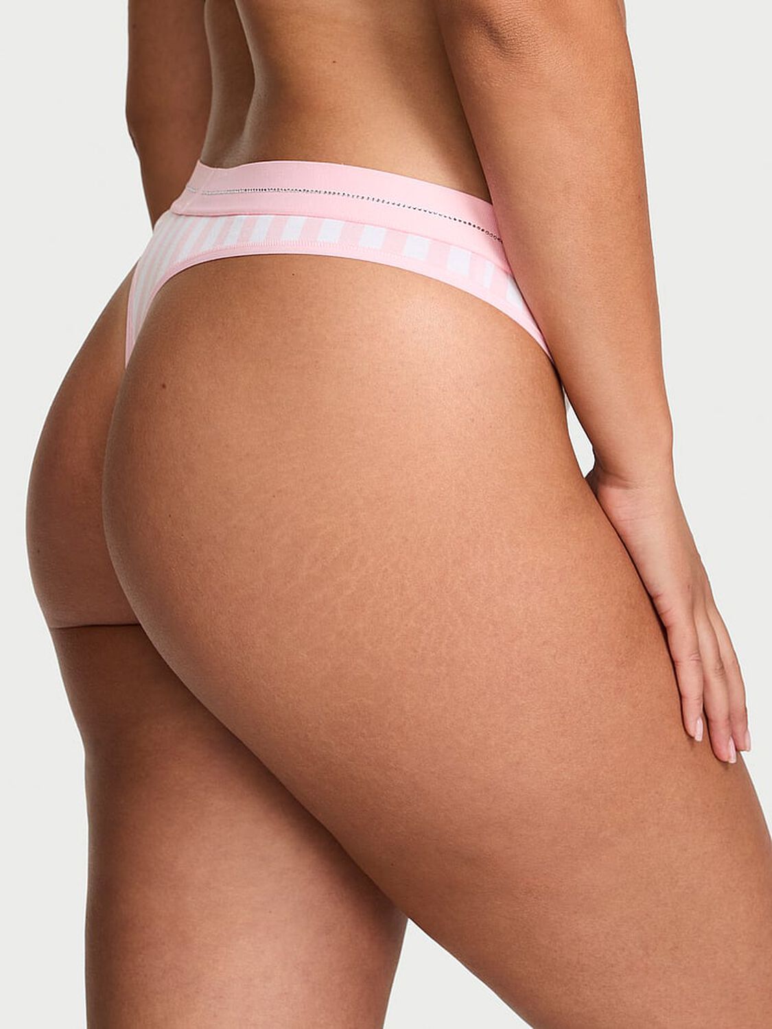 vs Cotton Shine Logo Cotton Thong Panty Iconic Stripe 2 of 3 