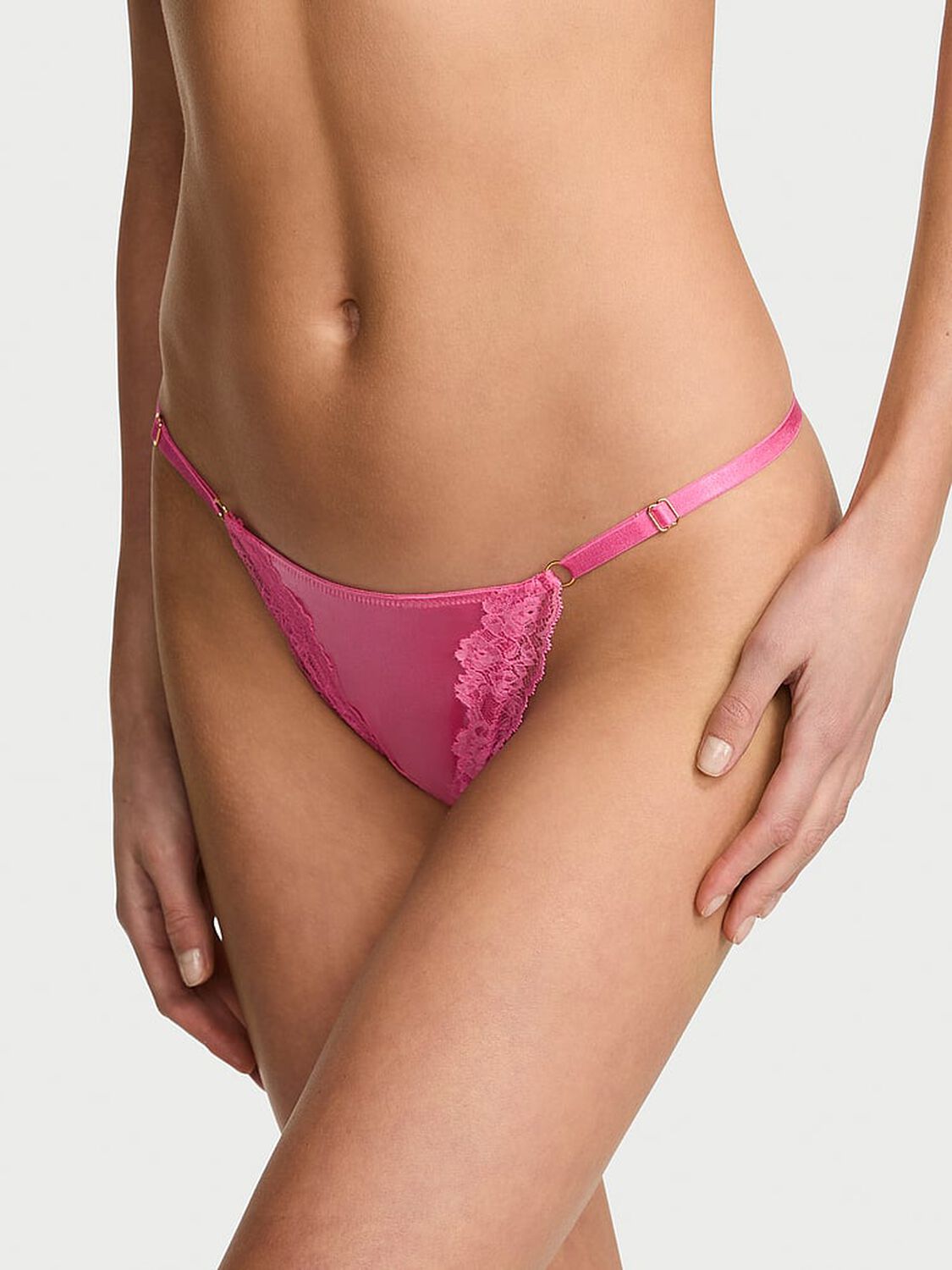 vs Very Sexy Lace-Trim Adjustable V-String Panty Rose Garden 1 of 4 