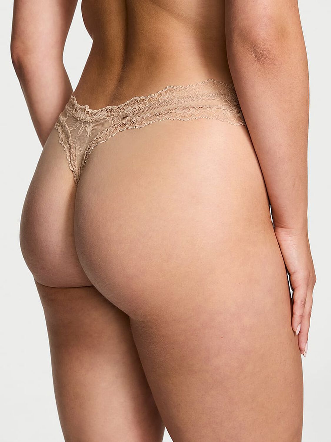 vs Very Sexy Rose Lace High-Leg Thong Panty Praline 2 of 4 