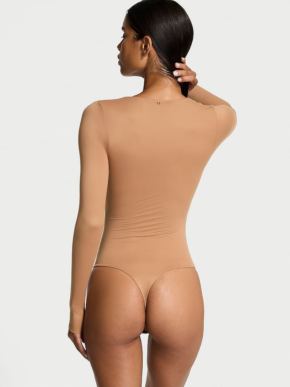 vs Victoria's Secret BODYWEAR by Victoria with FeatherSoft™ Innovation V-Neck Bodysuit Toffee 2 of 3 