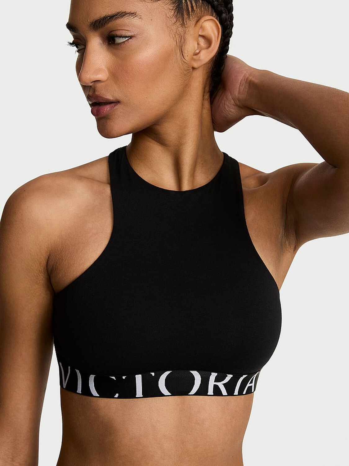 vs The T-Shirt Cotton Exploded Logo Unlined High-Neck Bralette Black 3 of 3 