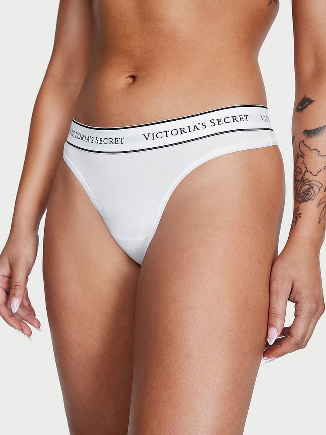 vs Cotton Logo Cotton Thong Panty Vs White 1 of 3 