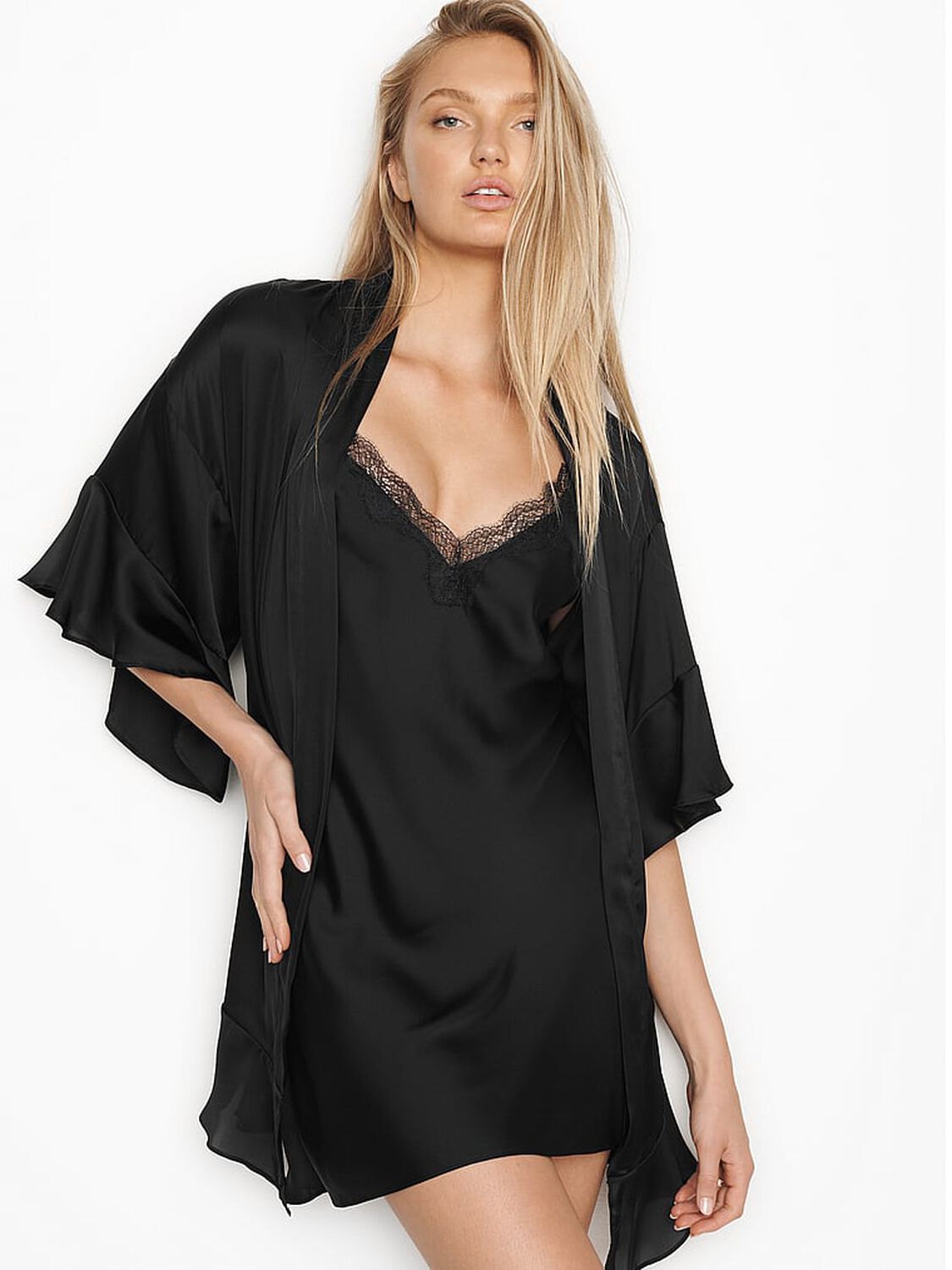 vs Victoria's Secret Georgette Flounce Robe 1 of 5 