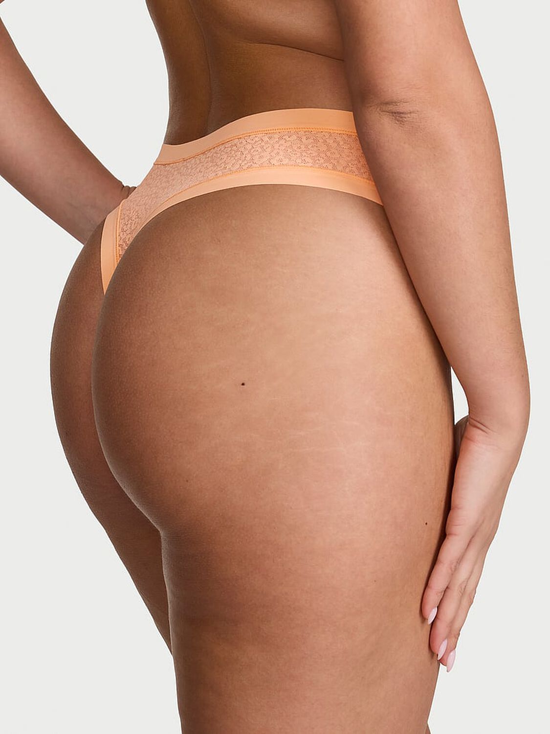 vs No-Show No-Show Leopard Lace Thong Panty Sunlit Apricot 2 of 2 