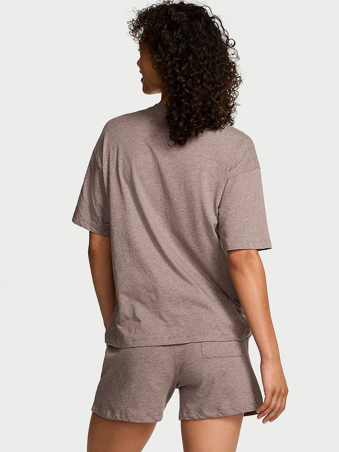 vs Victoria's Secret 100% Cotton Short Pajama Set Heather Cocoa Blush 3 of 3 