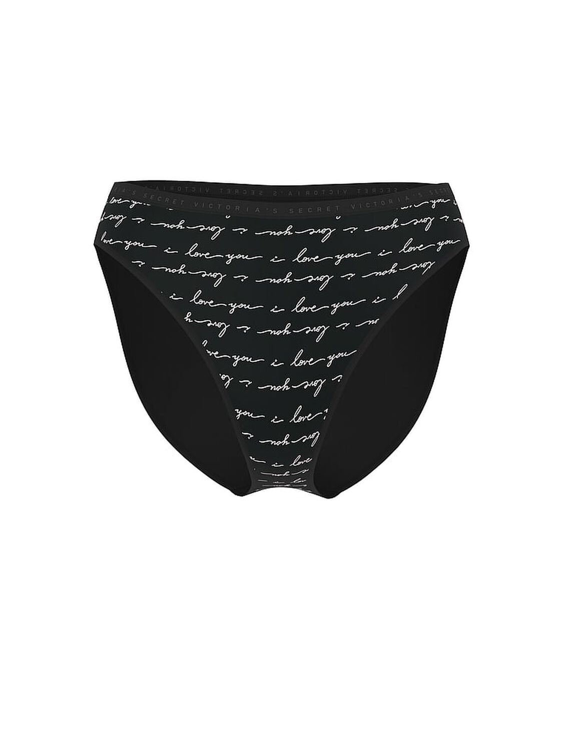 vs Victoria's Secret Stretch Cotton High-Leg Brief Panty Black Love Script 3 of 3 