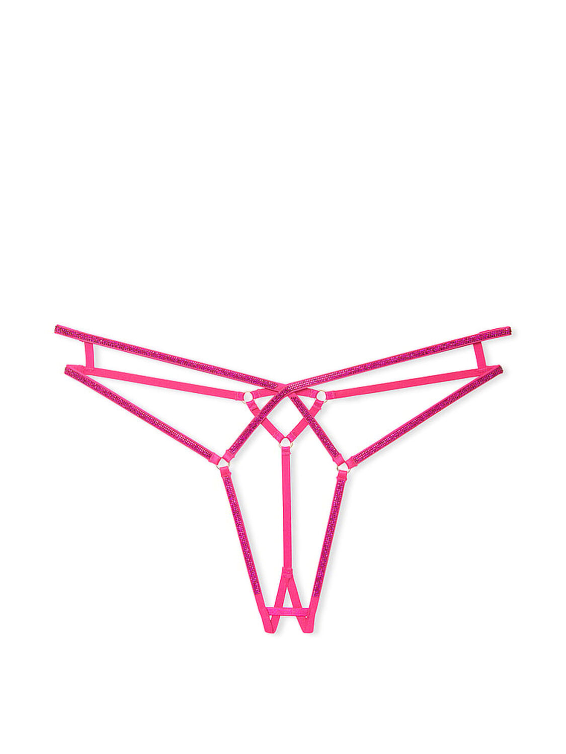 vs Very Sexy Crotchless Shine Strappy Thong Panty Forever Pink 3 of 4 