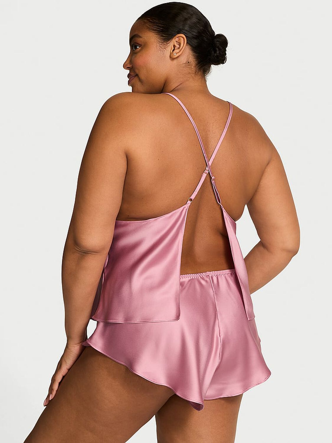 vs Victoria's Secret Satin Open-Back Cami & Shorts Set Dusk Mauve 2 of 4 