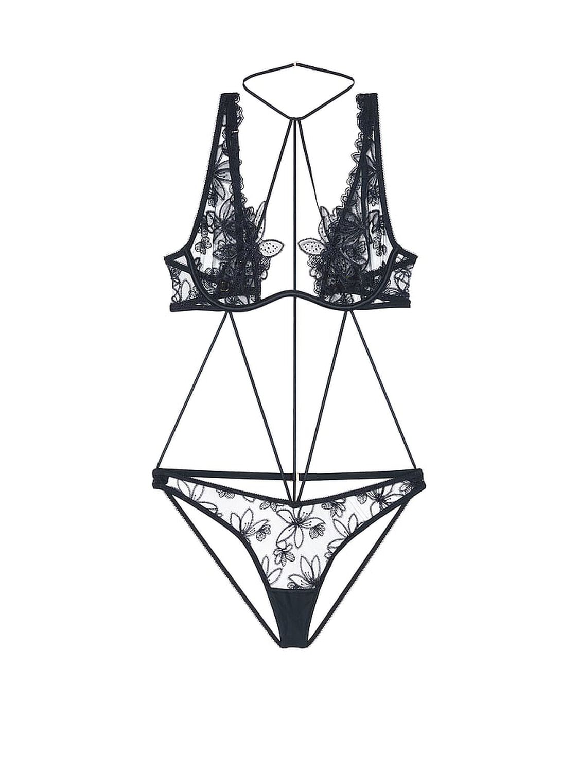 vs Very Sexy Ziggy Glam Noir Embellished Strappy Open-Back Teddy Dark Twilight 3 of 4 