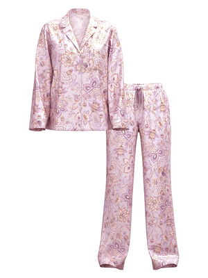Glazed Satin Long Pajama Set