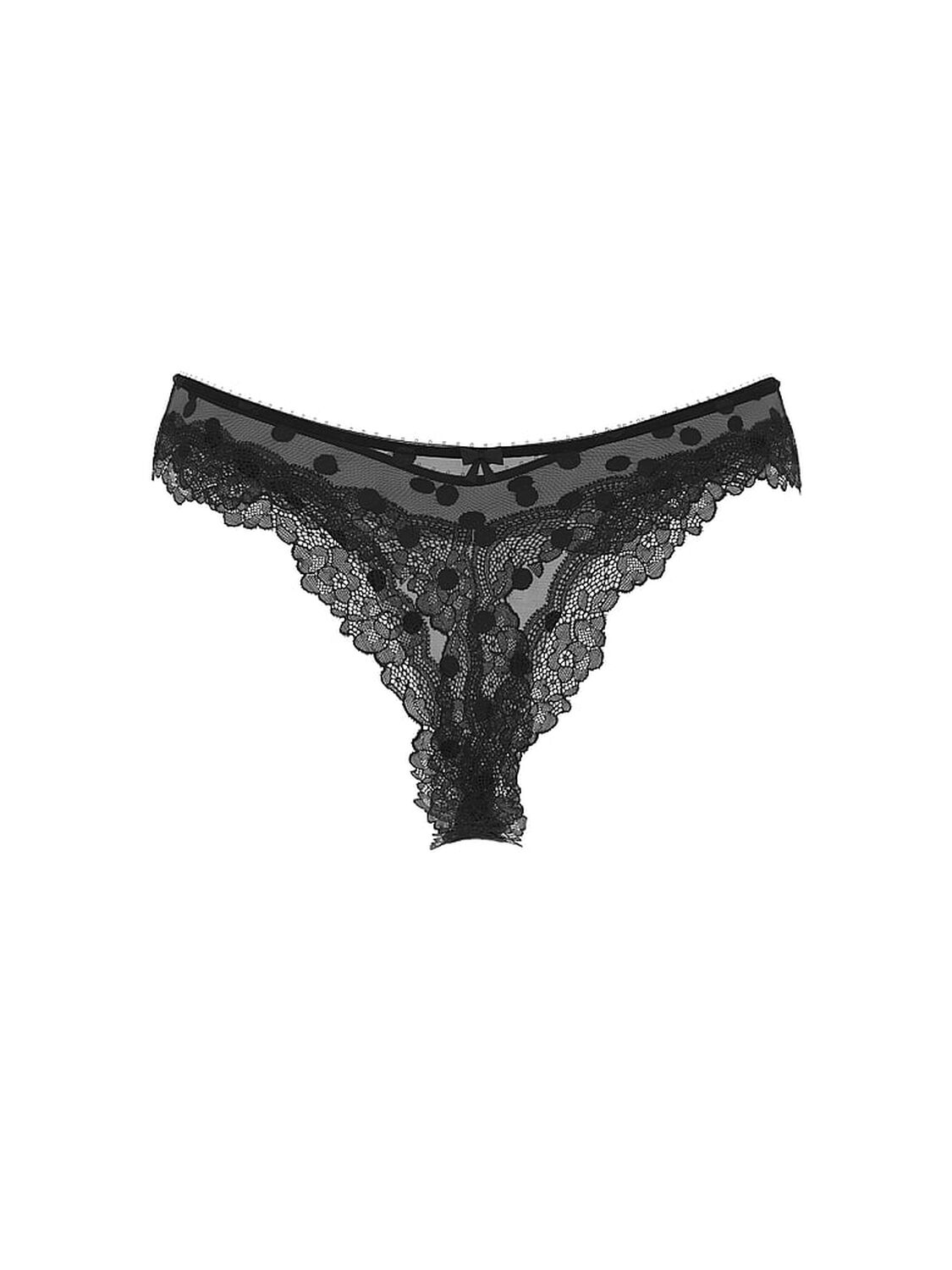 vs Victoria's Secret Tease Sheer Dot High-Leg Thong Panty Black 3 of 3 
