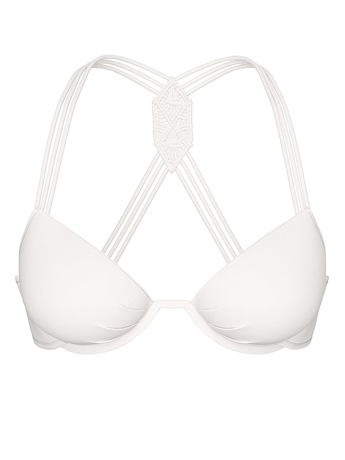 vs Victoria's Secret Swim Archives Beach Macrame Halter Push-Up Bikini Top Coconut White 3 of 3 