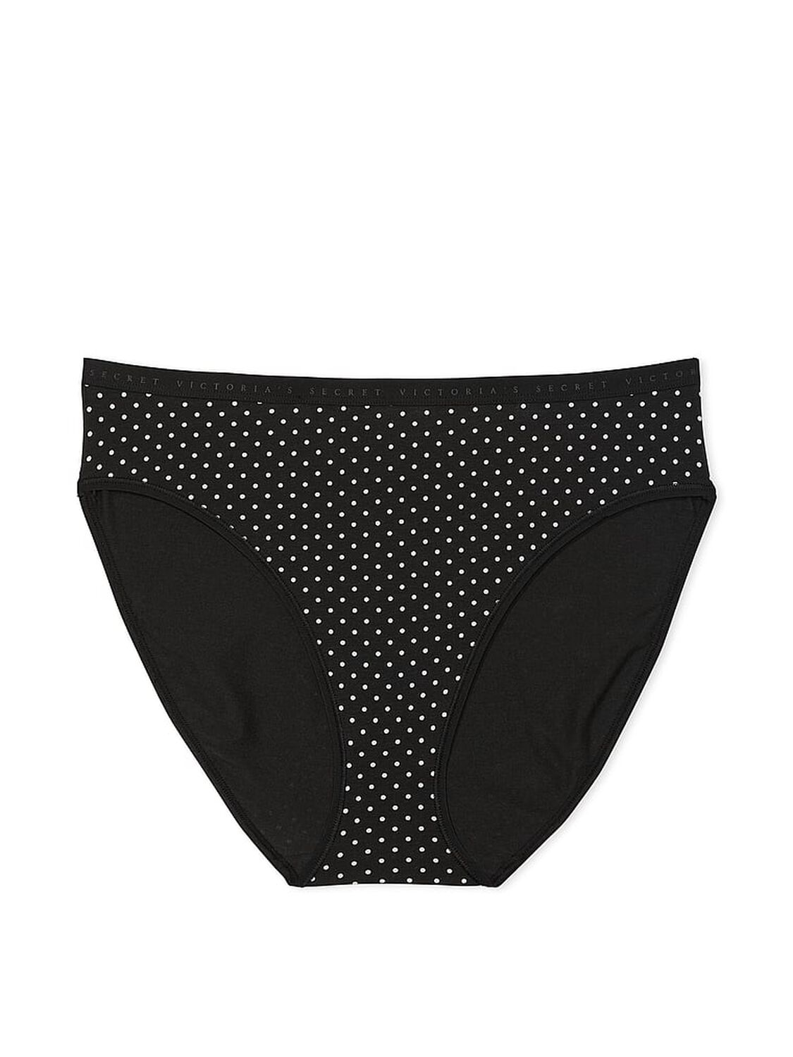 vs Victoria's Secret Stretch Cotton High-Leg Brief Panty Black Dots 1 of 3 