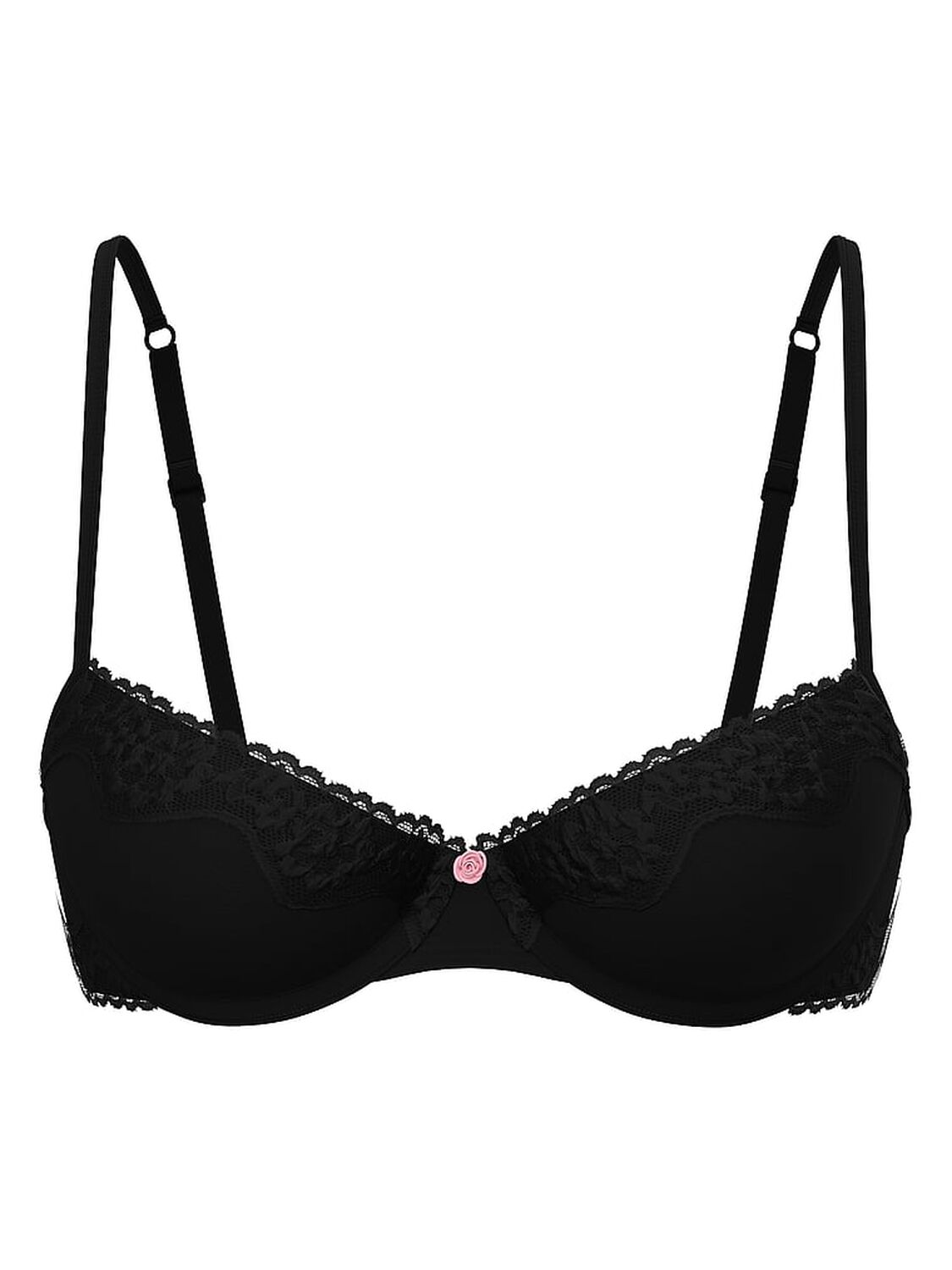 vs The T-Shirt Cotton Shadow Stripe Unlined Demi Bra Black 3 of 4 