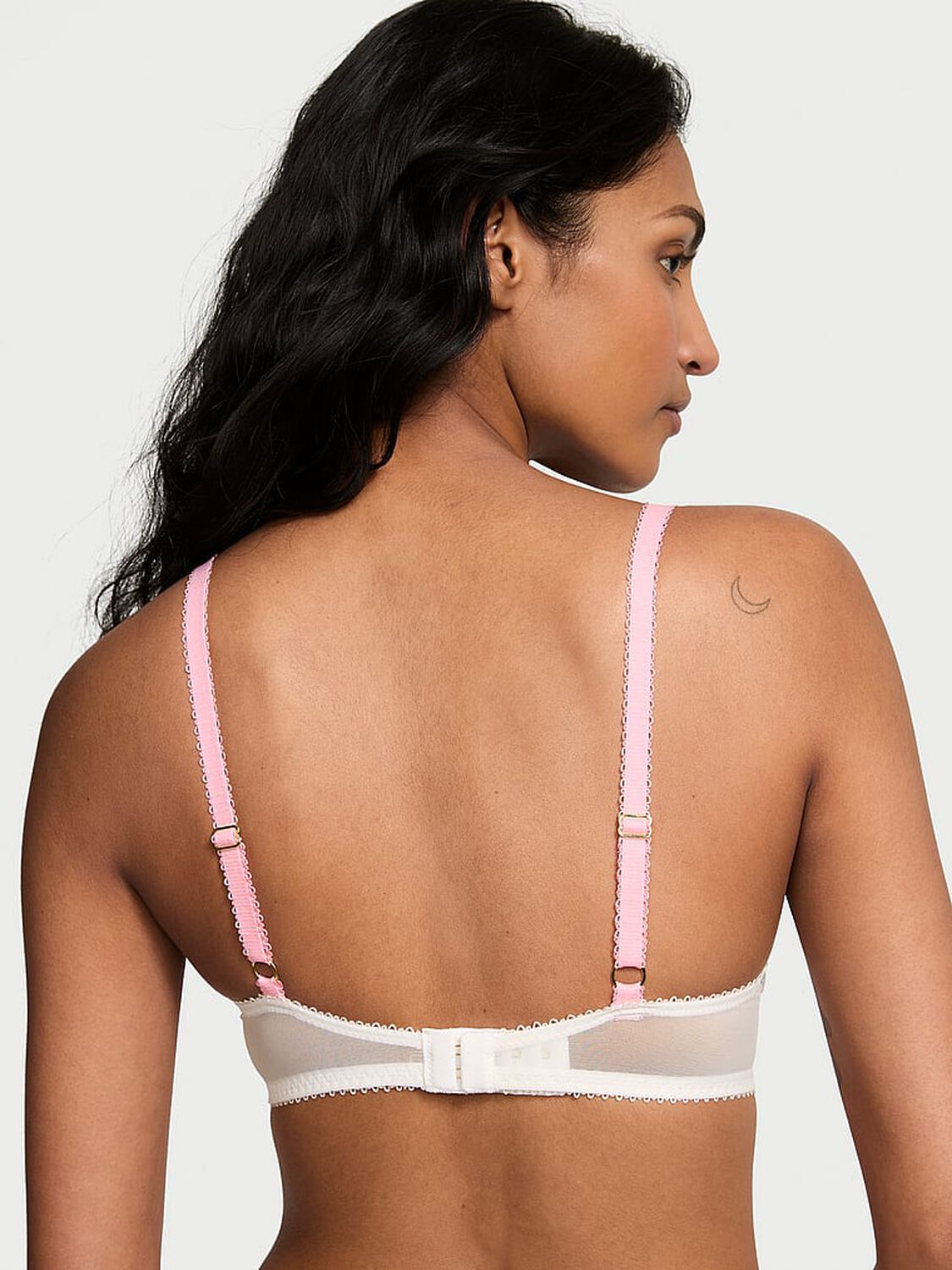 vs Dream Angels Wicked Peony Embroidery Unlined Balconette Bra White & Pink Peonies 1 of 3 