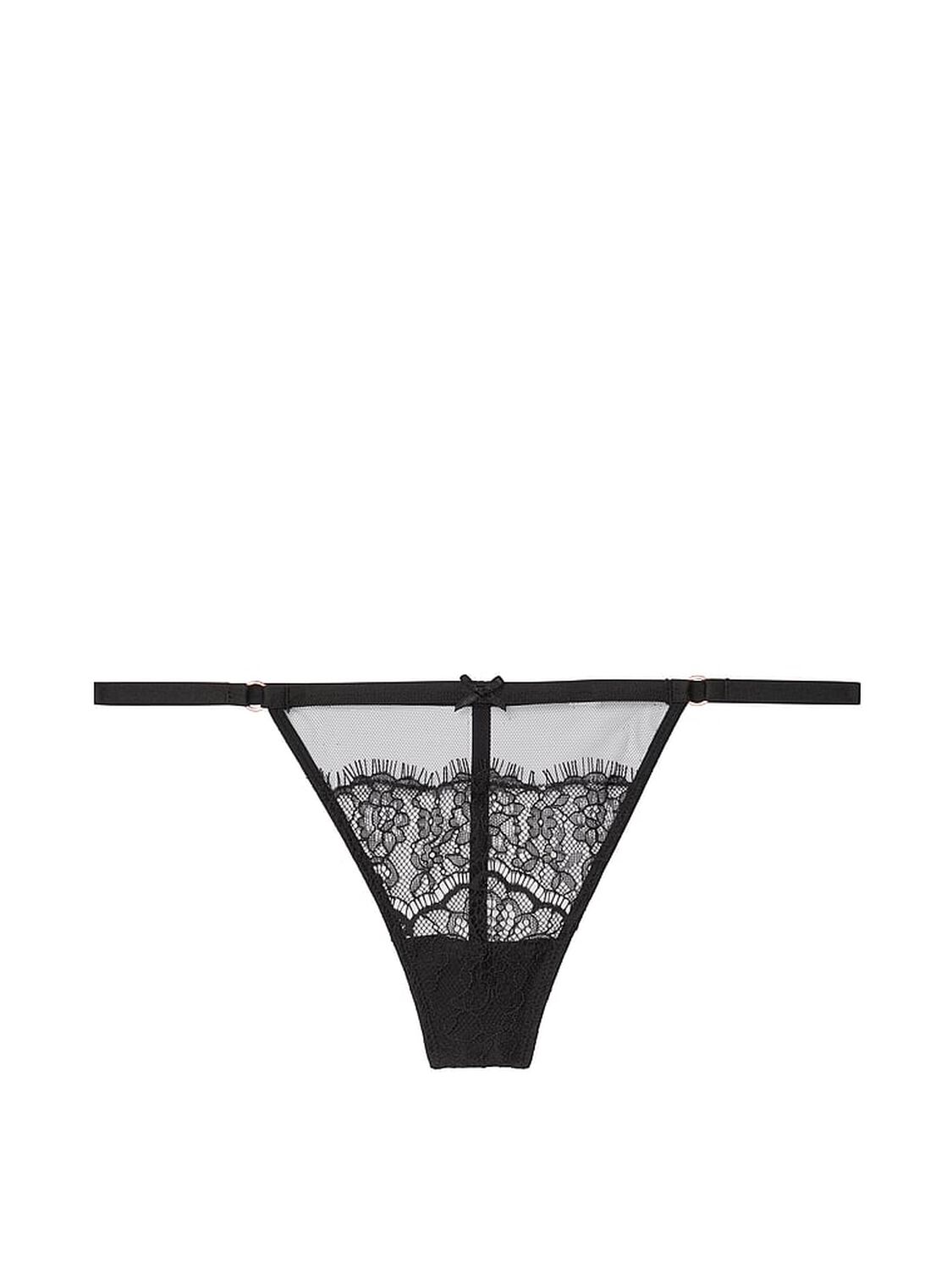 vs Dream Angels Mesh and Lace V-String Panty Black 3 of 4 