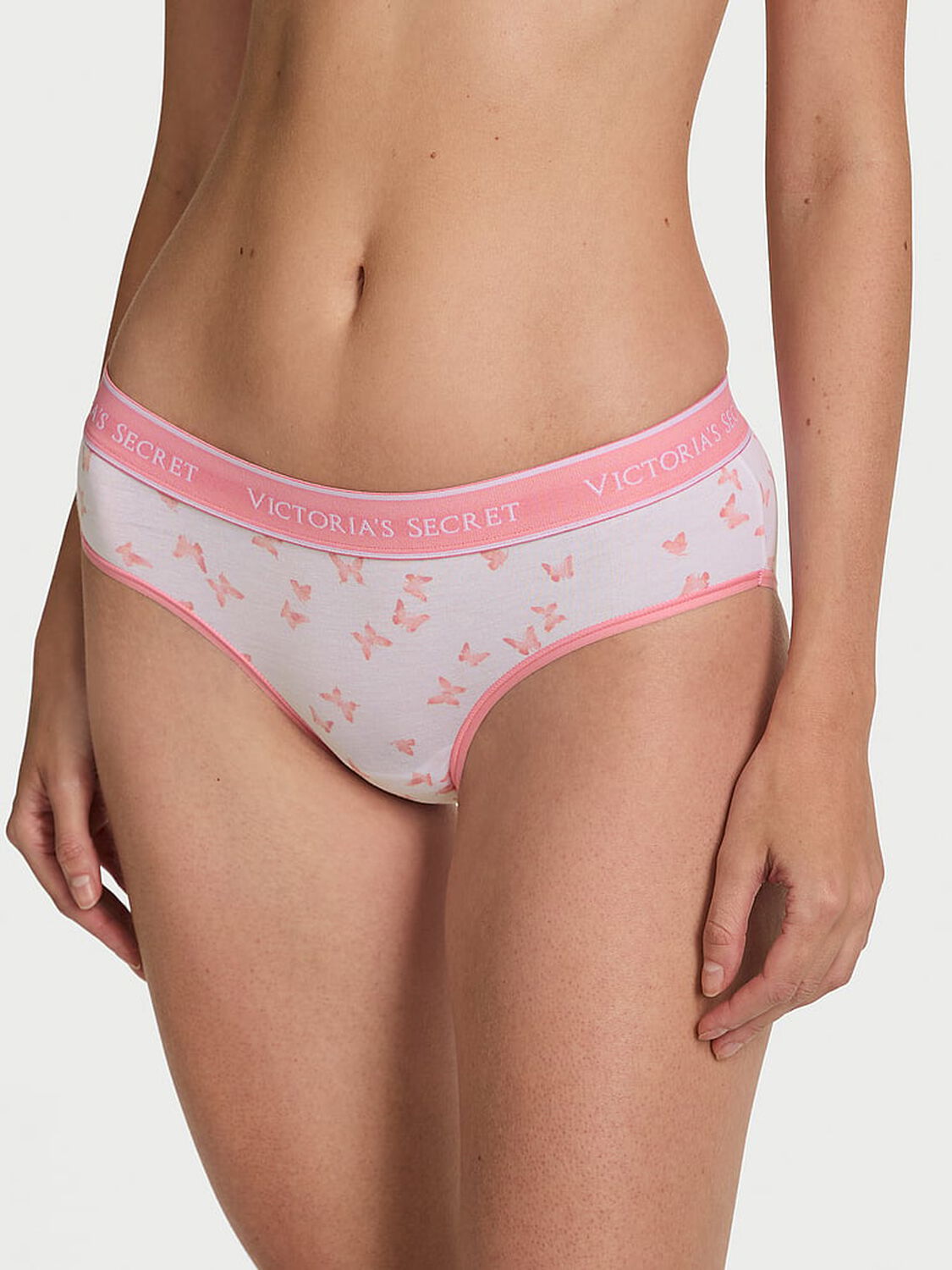 vs Cotton Logo Cotton Hiphugger Panty Parlour Rose Butterflies 1 of 3 